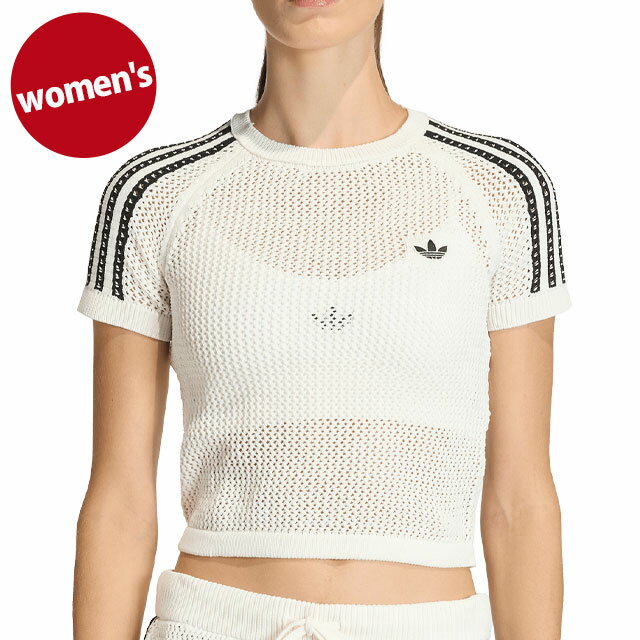【最大100%ポイントバック】adidas Originals アディダス オリジナルス レディース ニティド クロシェット カリ ティー [WY172/KE0200 SS26] KNITTED CROCHET CALI TEE トップス 半袖 Tシャツ 白 オフホワイト 【メール便可】 正規取扱店