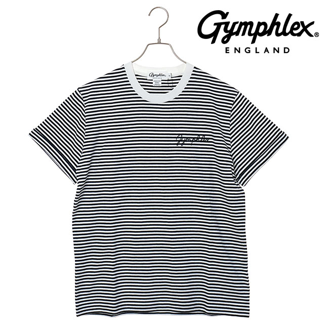 樂天商城 - Gymphlex ジムフレックス ショートスリーブ Tシャツ [#GY-C0446 COM SS26] S/S T-SHIRT メンズ・レディース ユニセックス トップス カットソー Tシャツ 半袖 シンプル おしゃれ ホワイト/ネイビー WHITE/NAVY-STRIPE(BLACK) 【メール便可】 正規取扱店