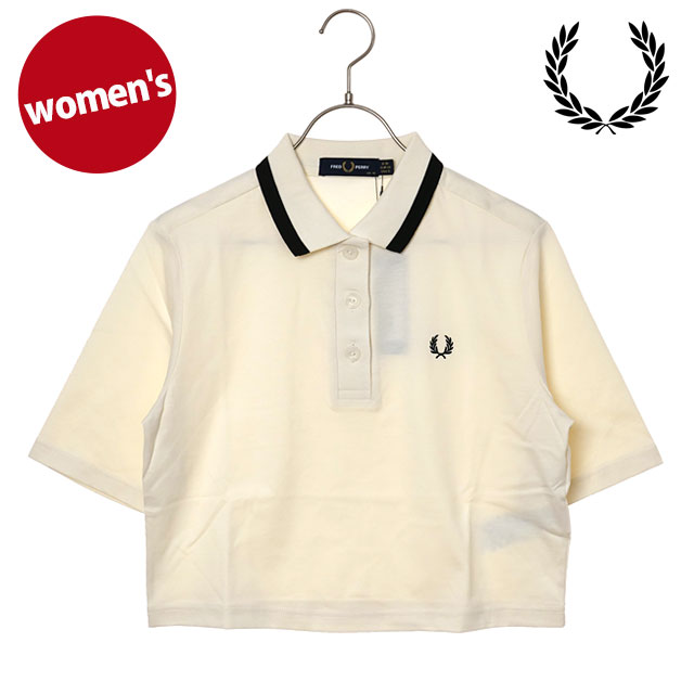 FRED PERRY フレッドペリー レディース ボールドティップドポロシャツ [G2182-560 SS26Q2] BOLD TIPPED POLO SHIRT トップス 半袖 クロップド丈 ホワイト系 ECRU 正規取扱店