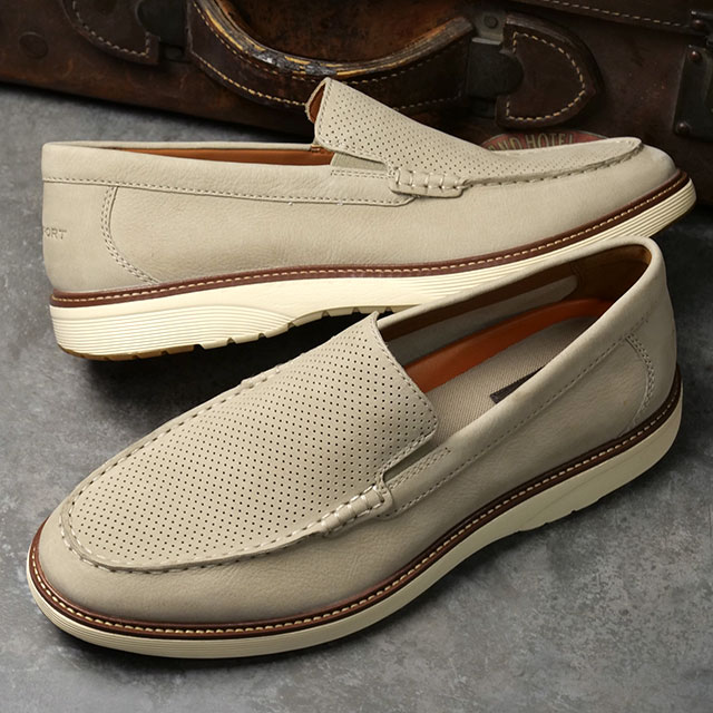 樂天商城 - 【最大100%ポイントバック】ROCKPORT ロックポート レザーシューズ メンズ クレイヴン [RMF-B26S13W SS26] CRAVEN 革靴 スリッポン 軽量 ワイドワイズ ベージュ DARK-STONE 正規取扱店