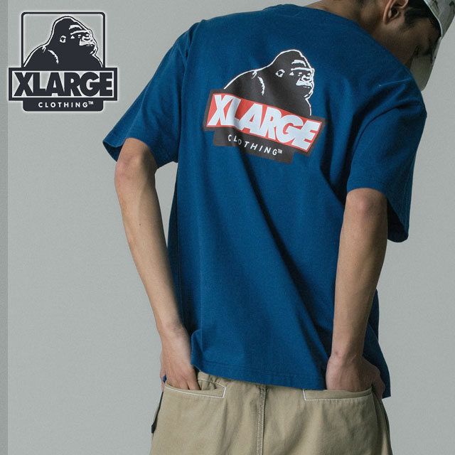 エクストララージ XLARGE メンズ スランテッドOG ショートスリーブTシャツ  SLANTED OG S/S TEE トップス 半袖 クルーネック ブルー BLUE  正規取扱店