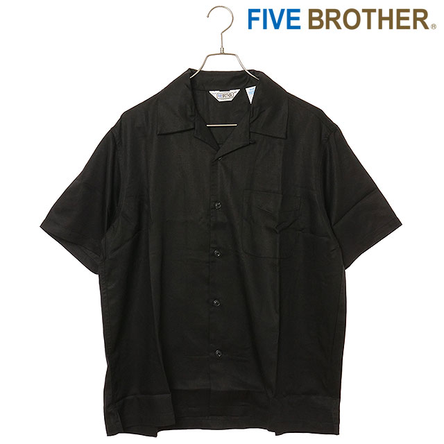 樂天商城 - 【最大100%ポイントバック】FIVE BROTHER ファイブブラザー メンズ リネン ワンナップ ショートスリーブシャツ [152620 SS26] LINEN ONE-UP S/S SHIRTS トップス 半袖 オープンカラーシャツ 黒 BLACK 正規取扱店