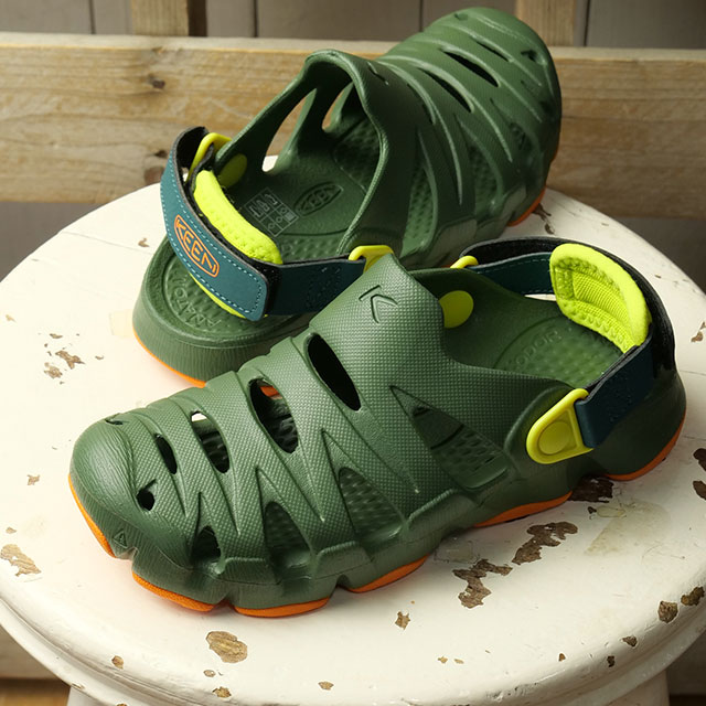Shoes - 【最大100%ポイントバック】KEEN キーン EVAサンダル キッズ ハイパーエフエルティー [1031992 SS26] Children HYPERFLT チルドレン 男の子・女の子 子供靴 水遊び キャンプ アウトドア 軽量 シューズ グリーン BRONZE-GREEN/ORANGE-PEEL 正規取扱店