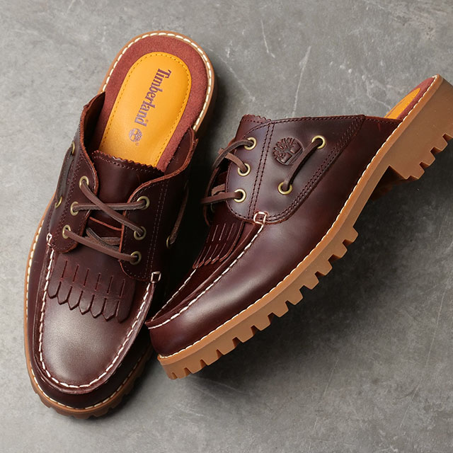 樂天商城 - 【最大100%ポイントバック】Timberland ティンバーランド レディース ノーレン 3アイ ミュールサンダル ウィメンズ [A4198-EIW SS26] Noreen 3 eye Mule モカシン デッキシューズ レザー MULE SHOE ワインレッド BURGUNDY-FULL-GRAIN 正規取扱店