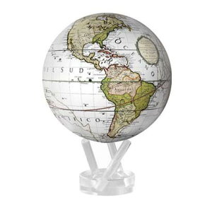 ★電源不要! ゆっくり回る不思議なエコ地球儀! MOVA Cassini グローブ ホワイト ★日常の光と地球の磁場・磁力で自転する地球儀☆ MG6WCT