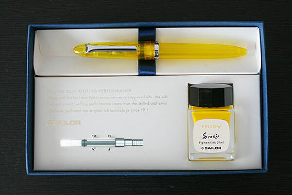 限定カラー Sailor/セーラー プロフィットジュニアS 万年筆 イエロー/STORiA Mixボトルインクセット (メール便での配送はできません)