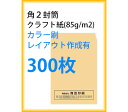 封筒印刷 角2封筒 クラフト紙 カラー刷 レイアウト作成有 300枚 kaku231140