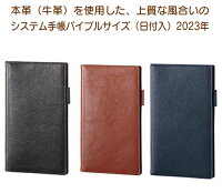 ダ・ヴィンチ (Davinci)システム手帳 2023年日付入り 全3色/本革製 ジャストリフィルサイズ 聖書サイズ/リング8mm 23JDB25