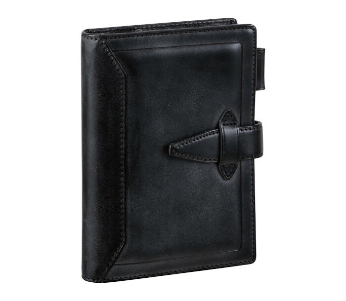 ダ・ヴィンチグランデ システム手帳(Davinci) ロロマクラシック/ヌメ革(牛革) ポケットサイズ ブラック/リング内径14mm DP3015B ブラック