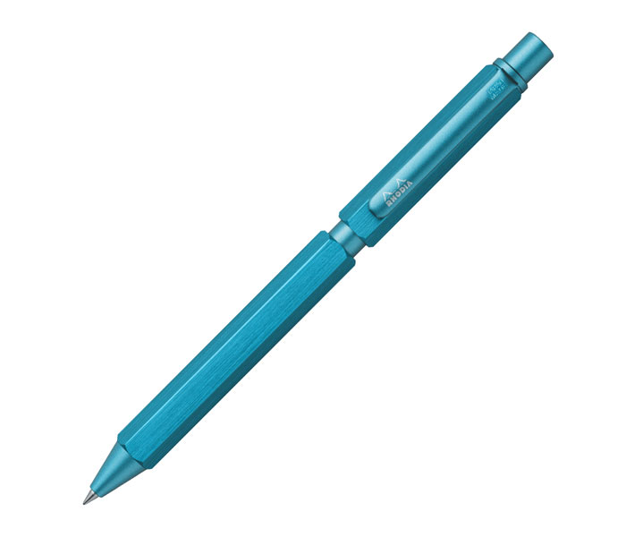 ロディア 多機能ペン 限定色 『スクリプト マルチペン ターコイズ』 ボールペン 油性 0.5mm 2色(黒・赤)& シャープペン 0.5mm アルミニウムボディ ヘアライン加工 ロータリー式 限定 復刻 RHODIA SCRIPT cf9320