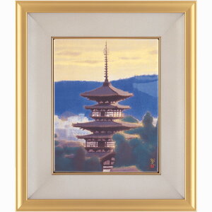 平山郁夫 陶板額『 薬師寺東塔 』 薬師寺監修 ヒラヤマブルー 陶器 文化勲章受章 奈良 通販 販売