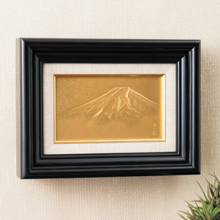 純金製 レリーフ額『 富士山 大 』 人間国宝 桂盛仁 工芸品 絵画 額装 壁掛け 絢爛豪華 彫金 通販 販売 プレゼント