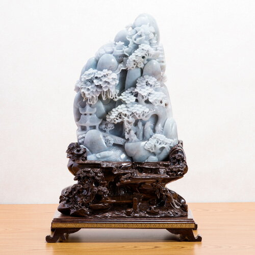 真正 ミャンマー翡翠 細密 一石彫り 『 遊仙境 』 彫刻家 伍輝 彫刻 鑑別所付き 満願神通 健康長寿 大願成就 ブレスレット 通販 販売 プレゼント