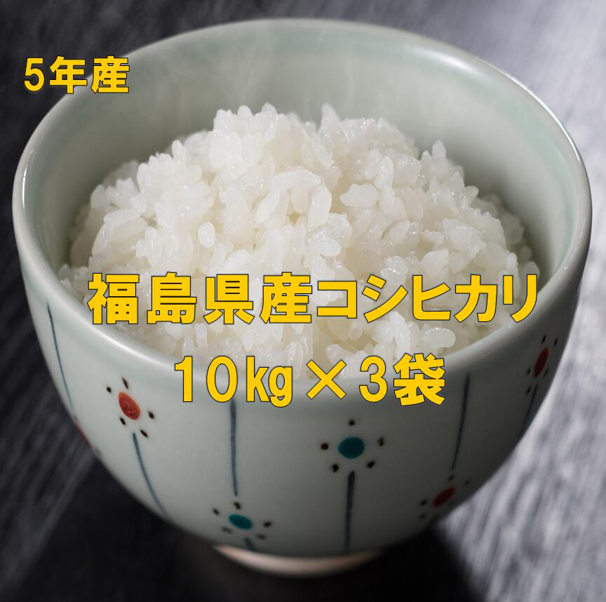 【最安値に挑戦中】福島県産コシヒカリ精米10キロX3袋（30kg）（白米・5年産）　白米　ふくしまプライド　30kg送料無料（一部地域除く）北海道・中国・四国地方（送料400円）九州（送料600円）米　　ギフト　のし対応　l