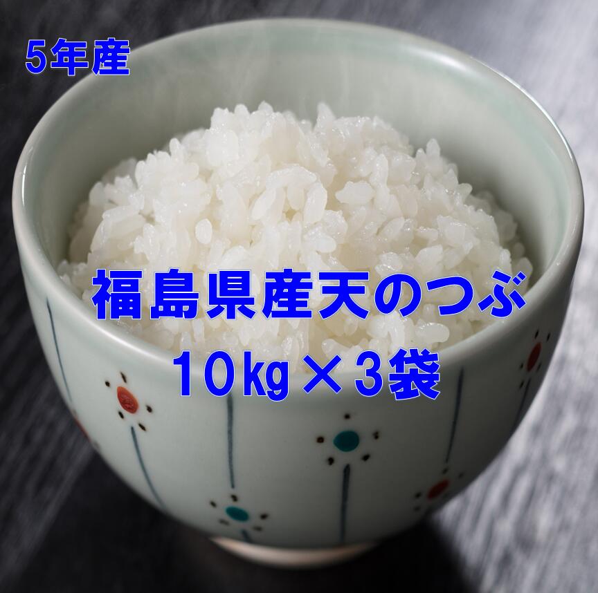 【最安値に挑戦中】福島県産天のつぶ精米10キロ×3袋（白米 5年産） 送料無料！(一部地域：北海道 中国 四国地域(400円） 九州地域(600円） 沖縄地域(要お問合せ）ふくしまプライド