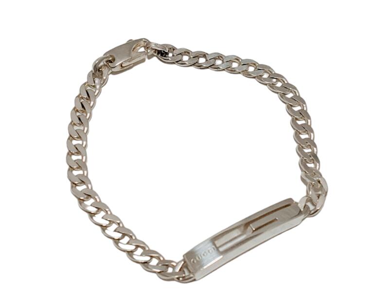 グッチ ブレスレット スモール カットアウトG 223738 SV925 喜平 キヘイ シルバー製 ＃16 Gロゴ ブレス 銀製品 アクセサリー GUCCI メンズ レディース 男女兼用 【中古】