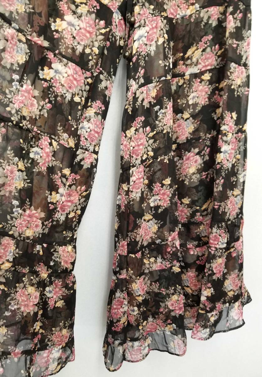 デイシー シフォン ワイドパンツ フラワー 花柄 ブラック レディース 黒 フリーサイズ deicy　【中古】