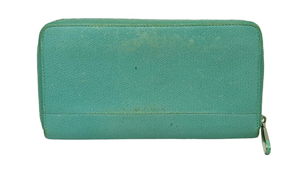 ティファニー ラウンドファスナー 長財布 TIFFANY レディース メンズ レザー ティファニーブルー 財布 【中古】