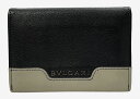 ブルガリ カードケース 二つ折り ブラック バイカラー レザー 黒 ロゴ メンズ レディース 名刺入れ 定期入れ BVLGARI 【中古】(4)