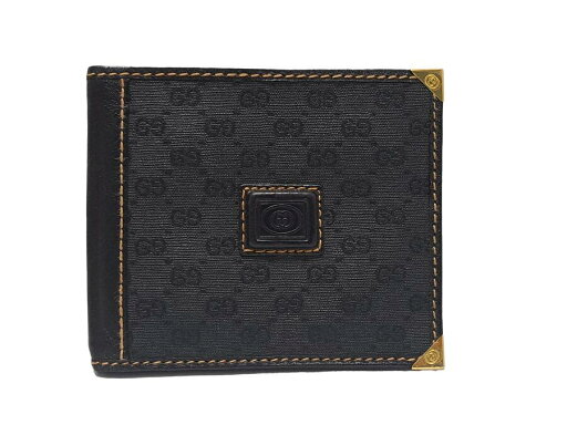 新品同様 グッチ 財布 GG柄 オールドグッチ 2つ折り 札入 札入れ ブラック 黒 PVC メンズ 紳士用 GUCCI 【中古】 新品同様 グッチ 財布 GG柄 オールドグッチ 2つ折り 札入 札入れ ブラック 黒 PVC メンズ 紳士用 GUCCI 【中古】
