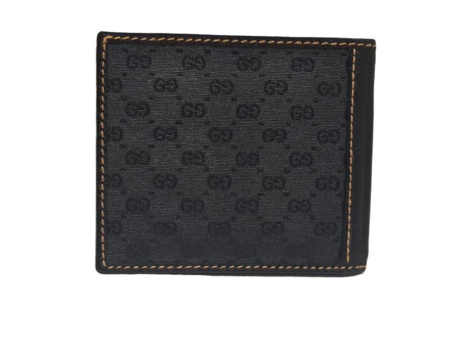 新品同様 グッチ 財布 GG柄 オールドグッチ 2つ折り 札入 札入れ ブラック 黒 PVC メンズ 紳士用 GUCCI 【中古】