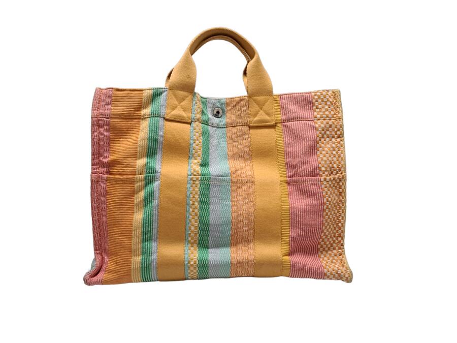 HERMES エルメス トートバッグ ニューヨーク マディソン店 限定 フールトゥ MM トート レディース マルチカラー カラフル オレンジ 【中古】
