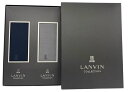 未使用 箱入り ランバン LANVIN ソックス 紳士 靴下 メンズ 25-26cm 2足セット ネイビー 紺 グレー ワンポイント刺繍 無地リブ クルー丈 メ...