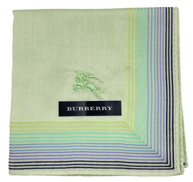 未使用 バーバリー ライトグリーン 黄緑 ハンカチ 綿 100% スカーフ グラデーション BURBERRY レディース メンズ 【中古】
