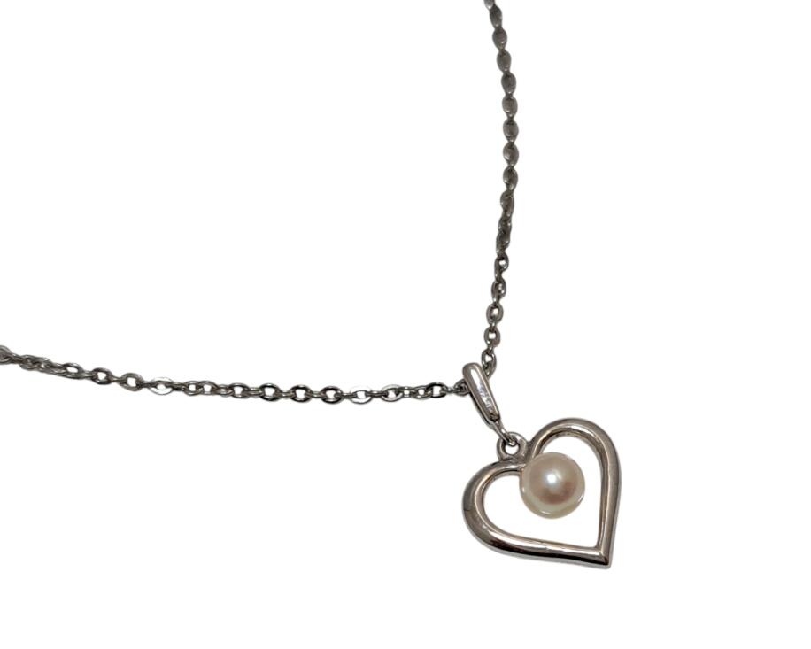 ミキモト ネックレス ベビーパール ハート シルバー ペンダント 真珠 アコヤパール MIKIMOTO レディース 【中古】(4)