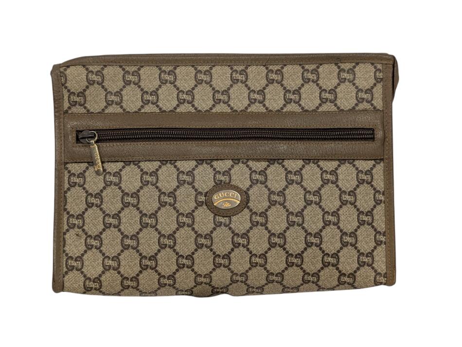 オールドグッチ　グッチ セカンドバッグ クラッチバッグ クラッチ　ポーチ GG　GG柄　GGプラス ベージュ メンズ GUCCI 【中古】