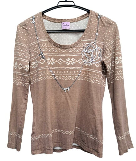 ポールスミス Tシャツ トップス 長袖 ロンT だまし絵 ブラウン レディース Paul Smith 【中古】 ポールスミス Tシャツ トップス 長袖 ロンT だまし絵 ブラウン レディース Paul Smith 【中古】