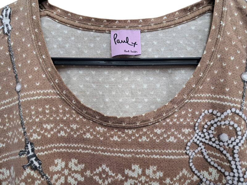 ポールスミス Tシャツ トップス 長袖 ロンT だまし絵 ブラウン レディース Paul Smith 【中古】