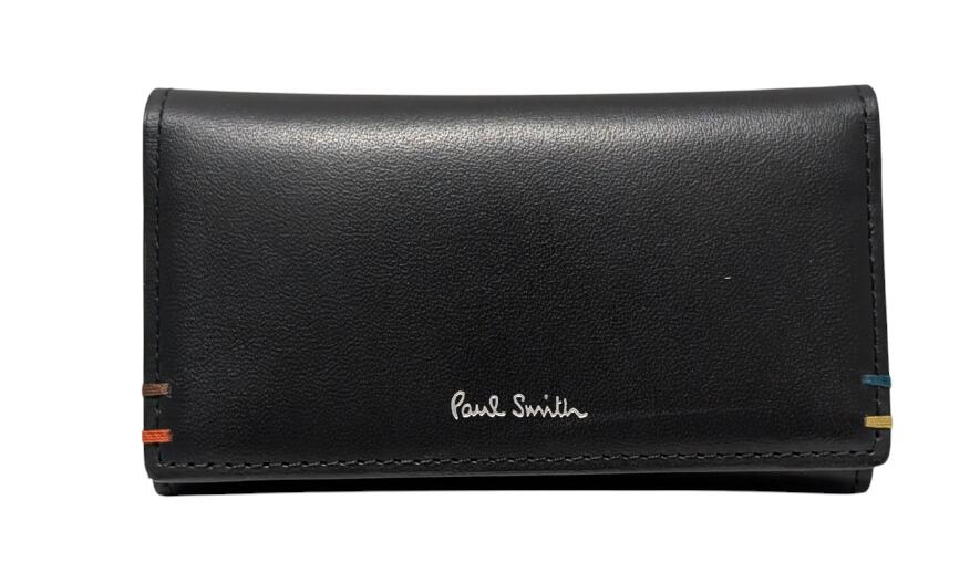 未使用 ポールスミス キーケース アウトレット レザー 本革 ブラック 黒 レザー メンズ レディース Paul Smith BPS851 ステッチ 【中古】