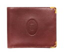カルティエ 財布 二つ折り 札入れ メンズ 札入 レザー マスト ボルドー Cartier 本革 紳士用 【中古】