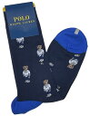 未使用 ラルフローレン ソックス メンズ 25-27cm コットン混 ベア 靴下 ネイビー紺 クルー丈 ナイガイ 紳士用 POLO RALPH LAUREN アスレチックベア ポロベア 【中古】