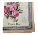 未使用 クリスチャンディオール ハンカチ スカーフ ピンク 花柄 フラワー Christian Dior 綿 100% コットン ディオール 【中古】
