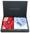 未使用 バーバリー ハンカチ レッド チェック ブルー 花柄 2枚セット 綿 コットン 100% レディース BURBERRY ブランド雑貨 ギフトセット 【中...