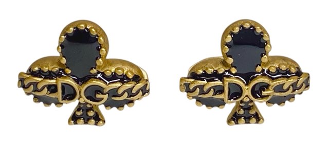 新品同様 ドルチェ＆ガッバーナ カフス カフリンクス ケース付き クローバー ブラック ゴールド チェーン 黒 ロゴ DG ドルガバ D＆G メンズ DOLCE&GABBANA 【中古】