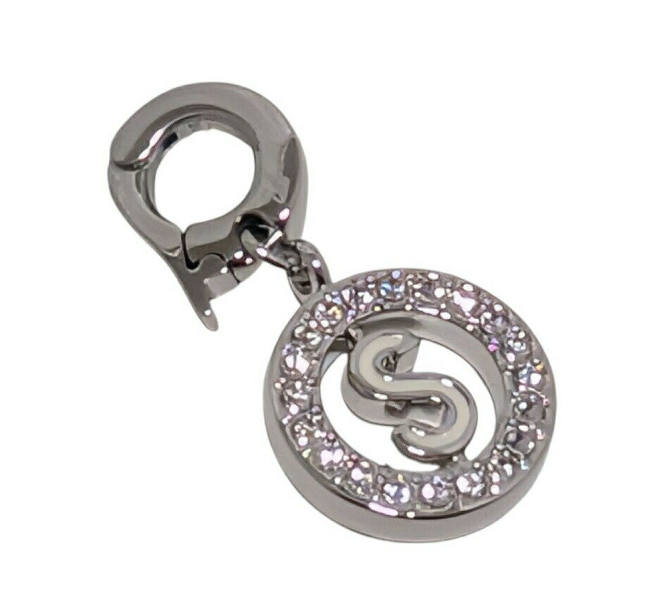 新品同様　スワロフスキー チャーム ネックレストップ ペンダントトップ　サークル S　クリスタル　シ..