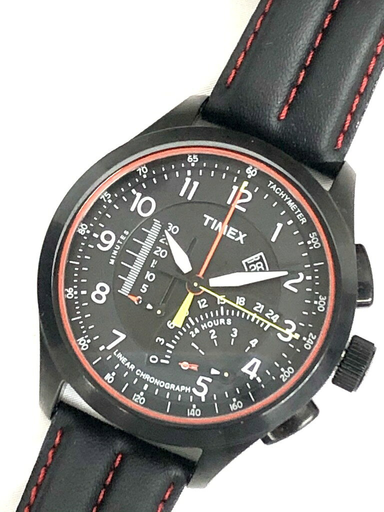 タイメックス 時計 インテリジェント ブラック QZ リニアインジケーター クロノグラフ 46mm TIMEX メンズ 