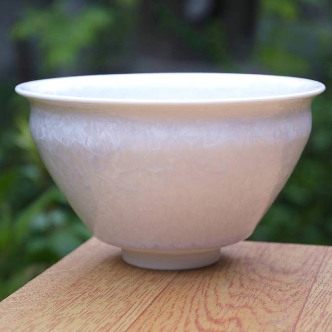 京焼 清水焼 花結晶抹茶茶碗　陶あん 白