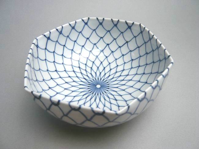 京焼 清水焼 網目六角鉢　小のサイズ
