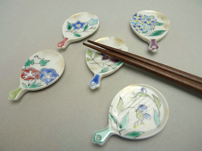 京焼 清水焼 箸置きうちわ夏草花 桔梗 単品の紹介画像3