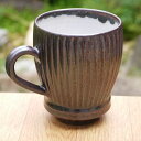京焼 清水焼 釉削ぎマグカップ 敬之 黒