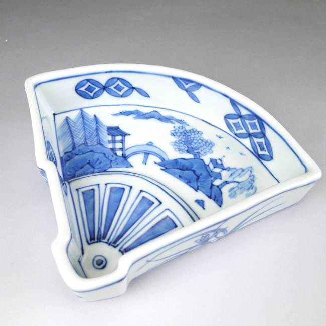 京焼 清水焼 祥瑞写扇面向付 単品　昭阿弥