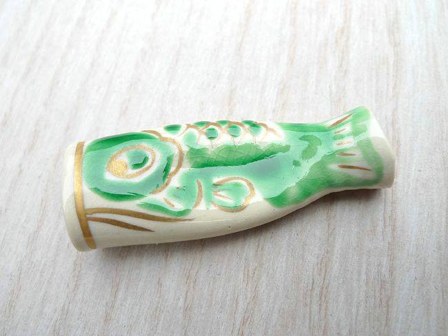 京焼 清水焼 箸置き　爽風　鯉のぼり緑単品