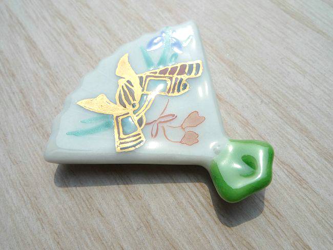 京焼 清水焼 端午箸置き　緑単品