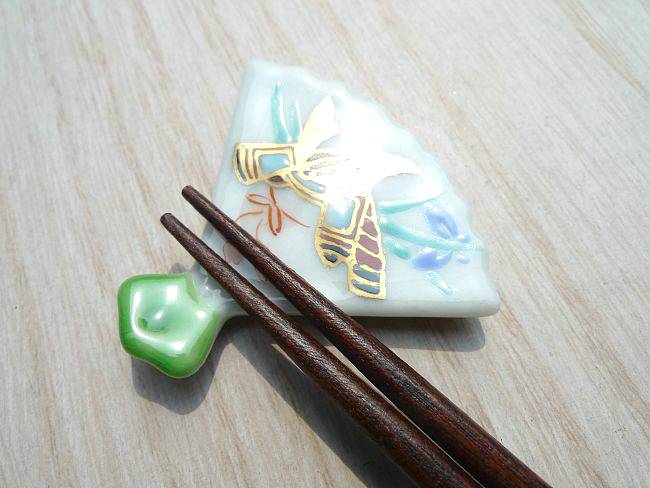 京焼 清水焼 端午箸置き　緑単品