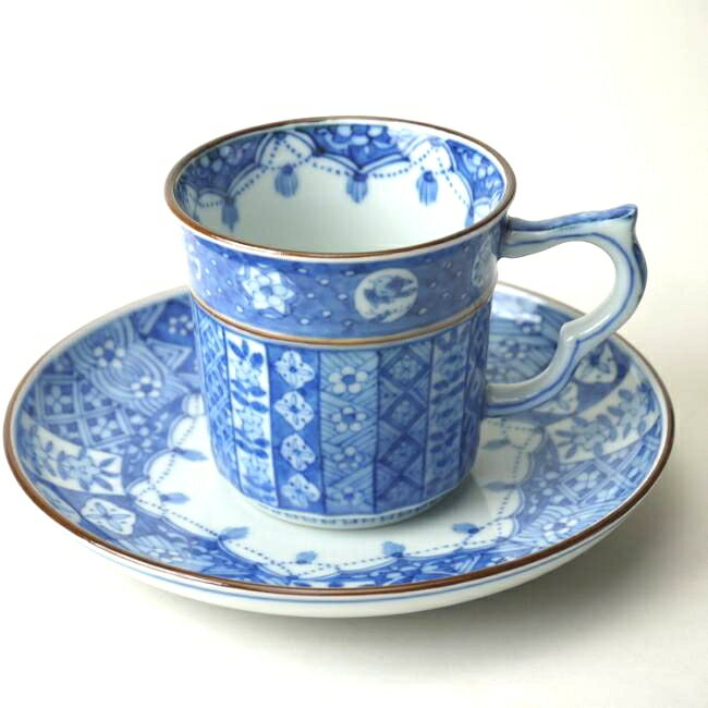 京焼 清水焼 繋ぎ古紋コーヒー碗皿 昭阿弥