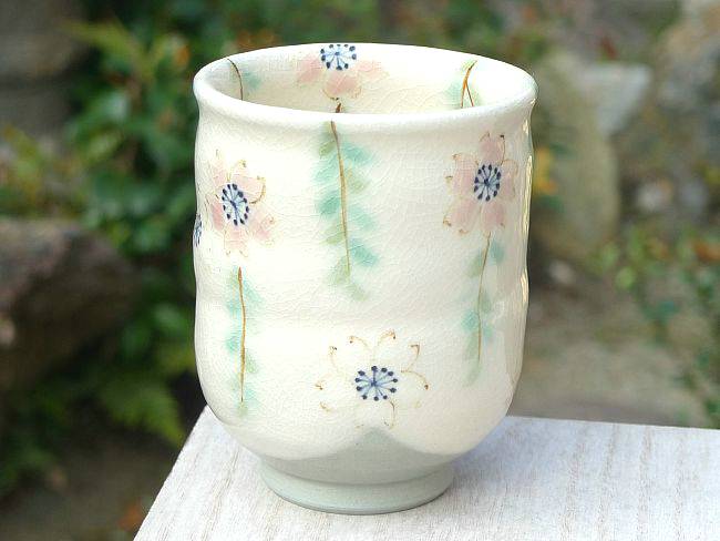 京焼 清水焼 しだれ桜　湯呑　陶仙 　大のサムネイル